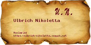 Ulbrich Nikoletta névjegykártya